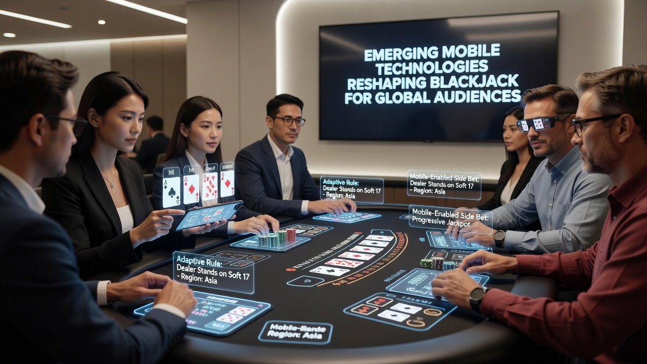 Close-up of mobile blackjack app displaying real-time rule changes and regulatory compliance indicators